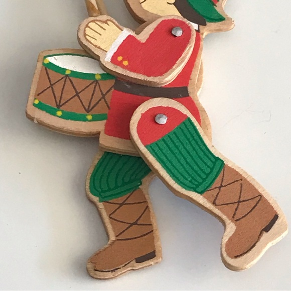 HALLMARK - Drummer Boy Movable Wooden Keepsake Christmas Ornament  - VTG 1980's - Picture 10 of 12